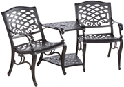 Alfresco Tete-a-Tete Bench With Umbrella Hole Cinder Black Finish