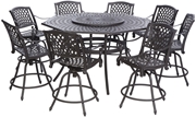 Alfresco Westbury Cast Aluminum Gathering Set With 71" Octagonal Gathering Height Table