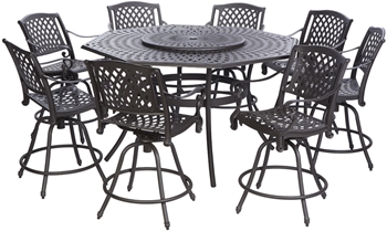 Alfresco Westbury Cast Aluminum Gathering Set With 71" Octagonal Gathering Height Table